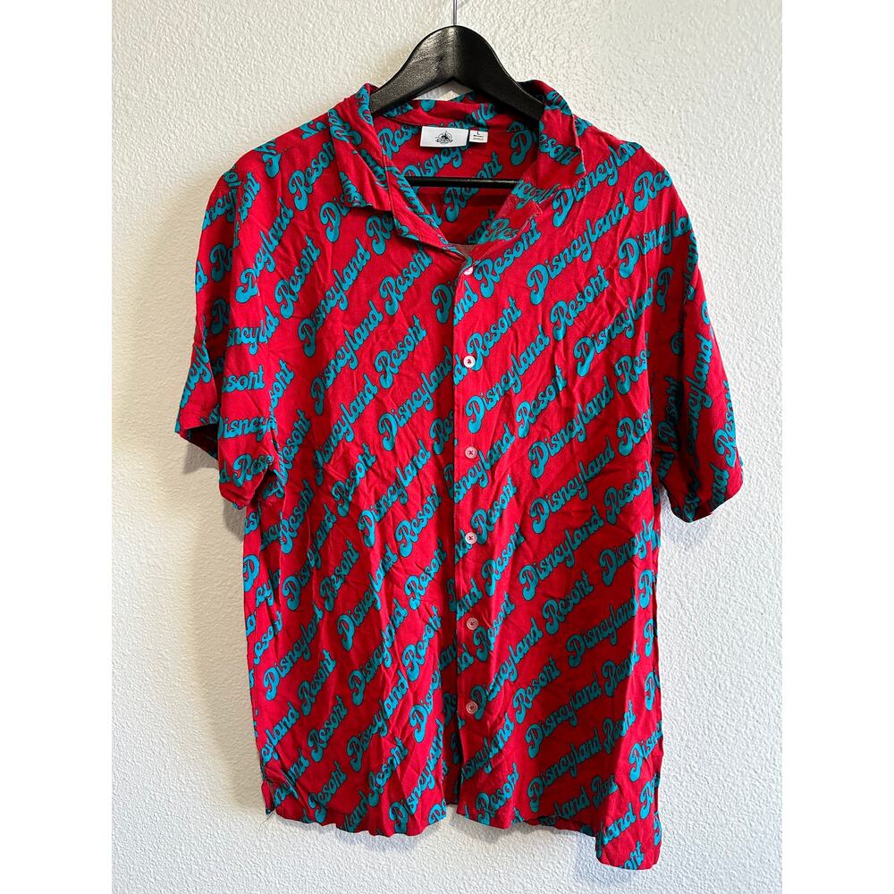 Disneyland Resorts Disney Parks Spellout All Over Print Casual Button Up Size L